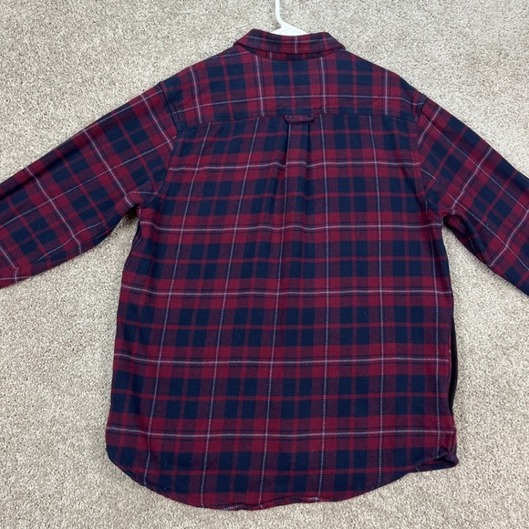 Orvis Heavy Flannel Shirt Jacket Mens Medium Shacket Red Blue Plaid Flap Pockets - Picture 7 of 8